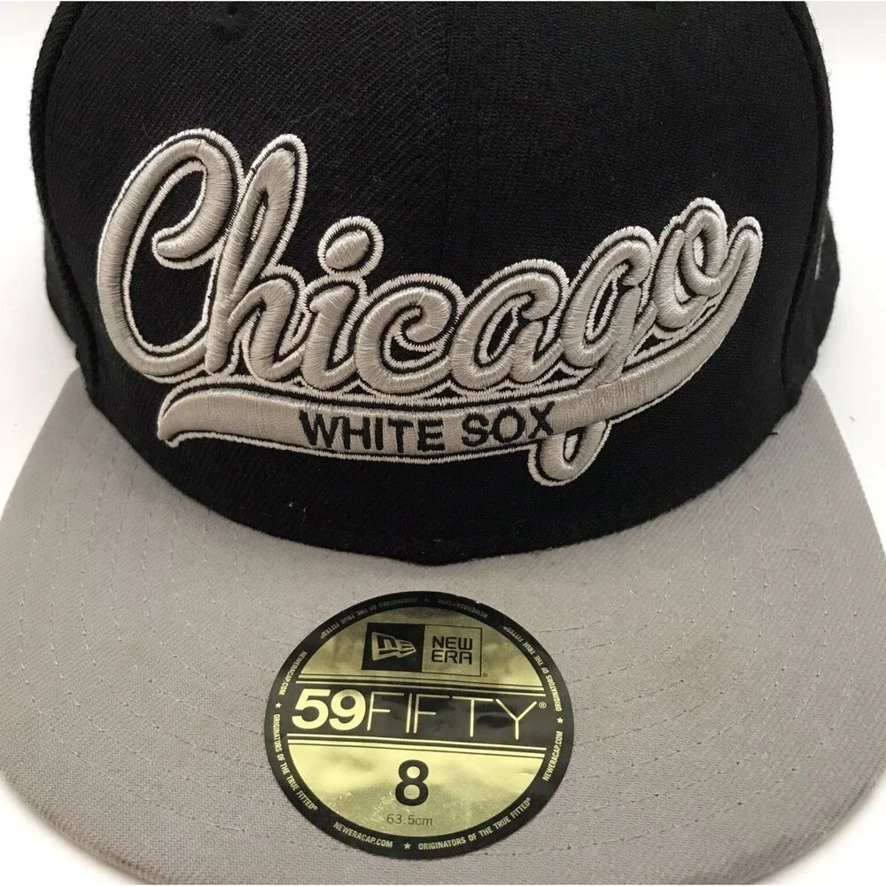 Chicago White Sox New Era 59 Fifty Fitted 8 Cap Gray & Black Genuine Merchandise